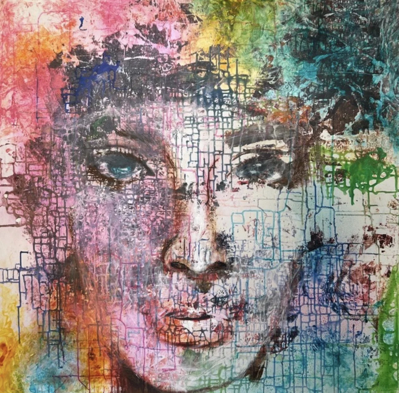 Painting by Barbara Eder: Porträt und Farbschichten